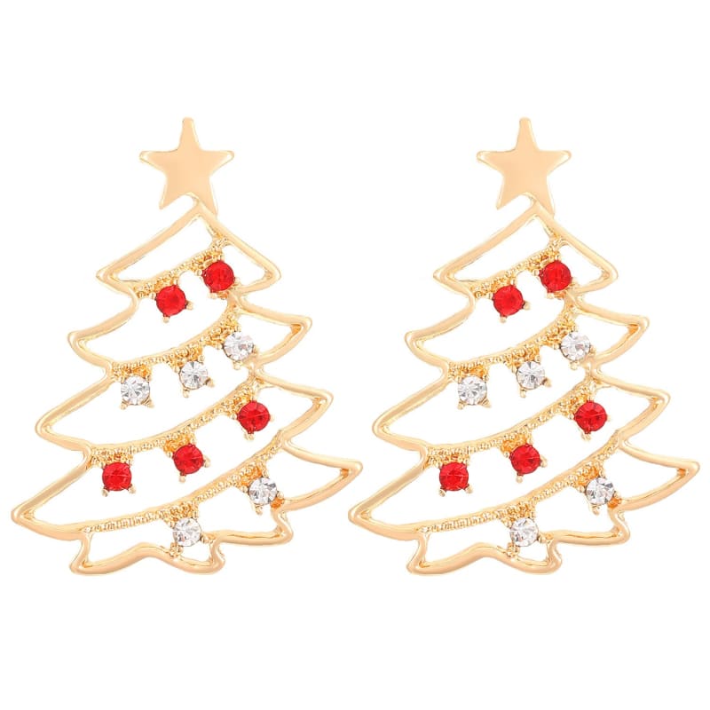 Colorful Zircon Christmas Tree Earrings for Festive Party Jewelry