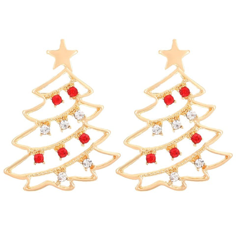 Colorful Zircon Christmas Tree Earrings for Festive Party Jewelry