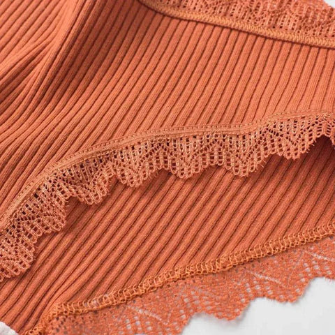 Sexy Briefs - Cotton Underwear with Lace Intimates Set