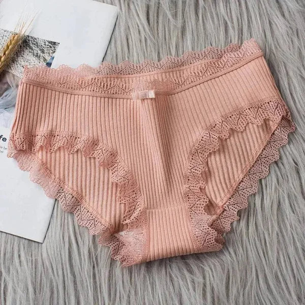 Sexy Briefs - Cotton Underwear with Lace Intimates Set