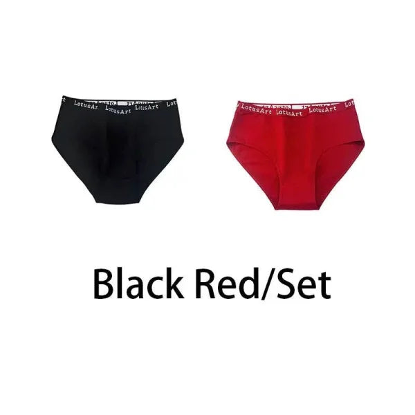 Cotton Panties – 2PCS Set for Plus Size Comfort & High Waist Style - Black Red / M 45-60kg / 2Pcs