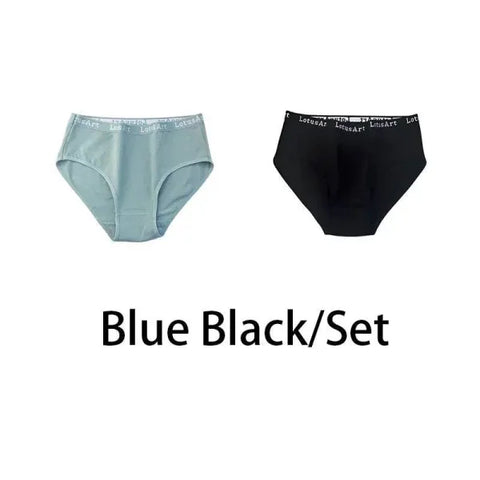 Cotton Panties – 2PCS Set for Plus Size Comfort & High Waist Style - Blue Black / 2XL 80-100kg / 2Pcs