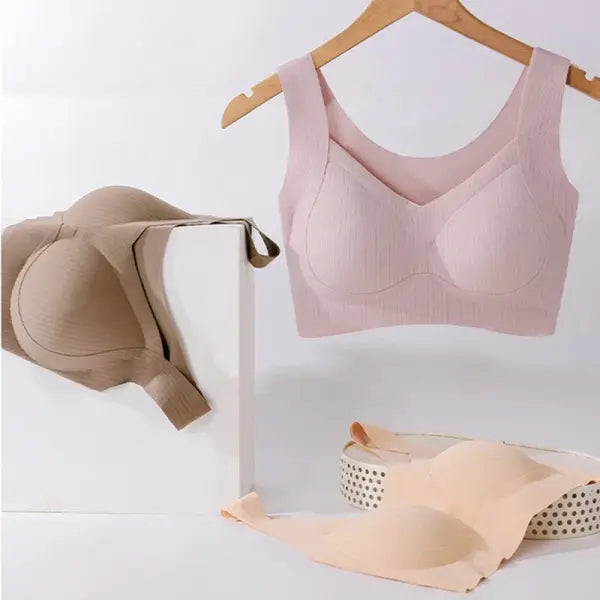 Comfortable One-piece Traceless Fixed Cup Women’s Underwear Beautiful Back Sports Vest Sleep Large Size Bra Thin
