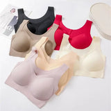Comfortable One-piece Traceless Fixed Cup Women’s Underwear Beautiful Back Sports Vest Sleep Large Size Bra Thin