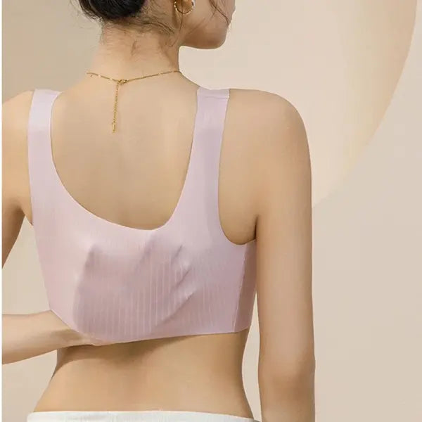 Comfortable One-piece Traceless Fixed Cup Women’s Underwear Beautiful Back Sports Vest Sleep Large Size Bra Thin