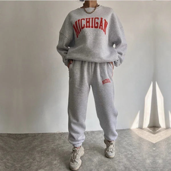 Gray Michigan Sweatsuit from Commuting Collection in various sizes, main fabric design
