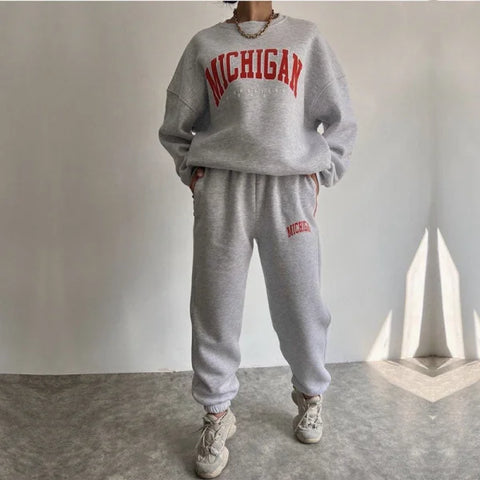 Gray Michigan Sweatsuit from Commuting Collection in various sizes, main fabric design