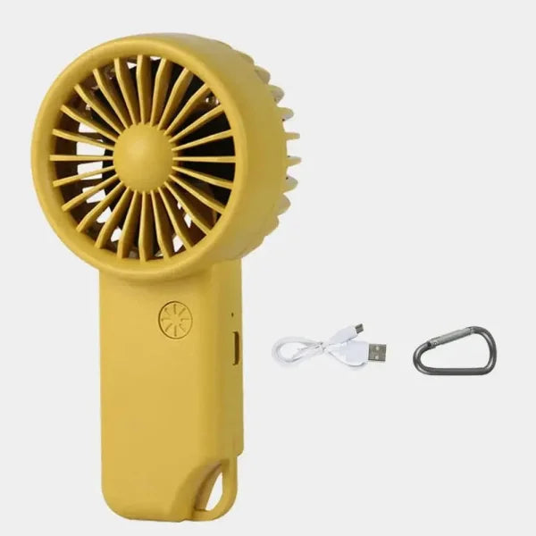 Portable Mini Fan - Compact Rechargeable Handheld Fan with LED Light - Yellow
