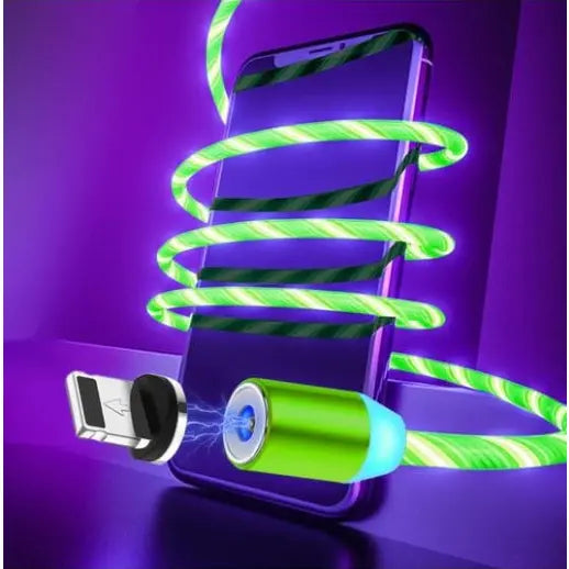 Compatible with Apple Flowing Ligh Magnetic Streamer Data Line Cable for Iphone Android Typec - Android / Green