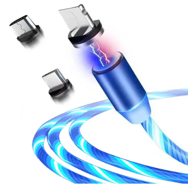 Compatible with Apple Flowing Ligh Magnetic Streamer Data Line Cable for Iphone Android Typec