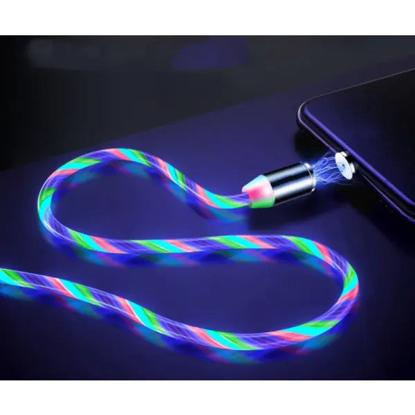 Compatible with Apple Flowing Ligh Magnetic Streamer Data Line Cable for Iphone Android Typec - Android / Colorful