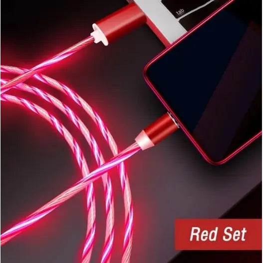 Compatible with Apple Flowing Ligh Magnetic Streamer Data Line Cable for Iphone Android Typec - Android / Red