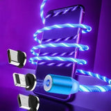 Compatible with Apple Flowing Ligh Magnetic Streamer Data Line Cable for Iphone Android Typec