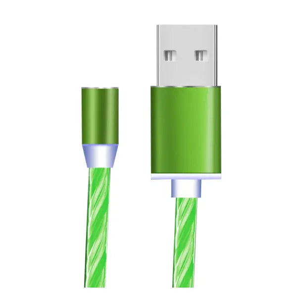 Compatible with Apple Flowing Ligh Magnetic Streamer Data Line Cable for Iphone Android Typec - Android / Green 2pcs