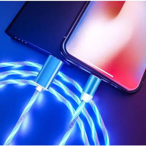 Compatible with Apple Flowing Ligh Magnetic Streamer Data Line Cable for Iphone Android Typec