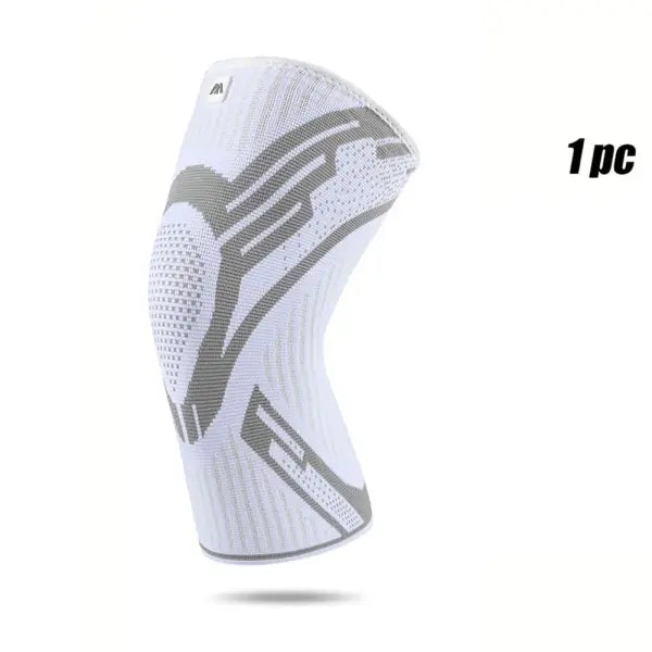 Compression Knee Support Elastic Breathable Sleeve – Gym Sports Relief - WHITE / S