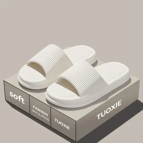 Concise EVA Slippers Soft Unisex Sandals for Non-slip Bathroom Use - White / 38-39