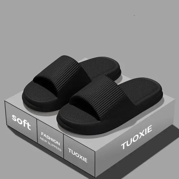 Concise EVA Slippers Soft Unisex Sandals for Non-slip Bathroom Use - Black / 36-37