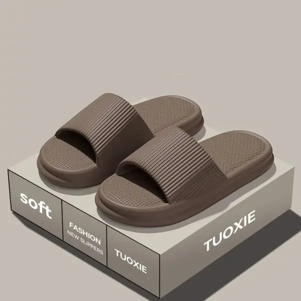 Concise EVA Slippers Soft Unisex Sandals for Non-slip Bathroom Use - Brown / 36-37
