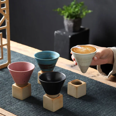 Cone Coffee Cups in White Pink Black and Turquoise Options