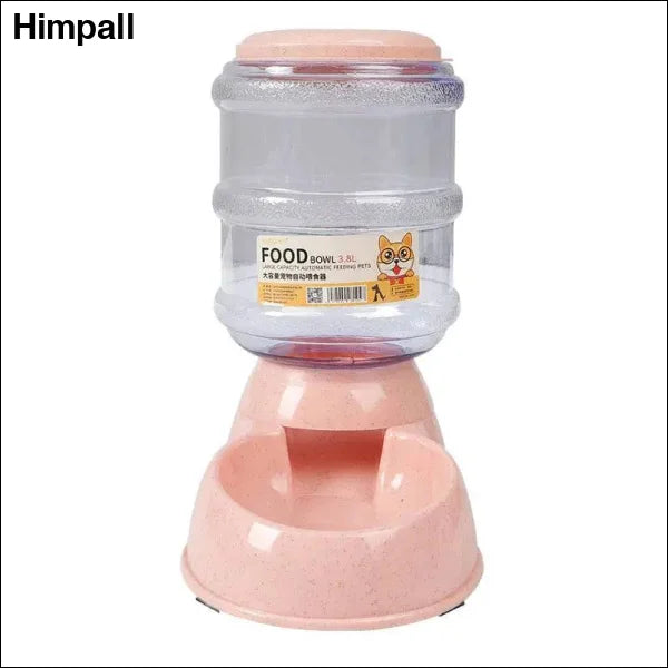 Dog Feeder with Plastic Water Bottle - Feeder Pink