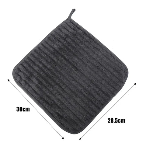 Coral Fleece Hand-Wiping Towel - Thickened Absorbent Kitchen & Dishwashing Towel - black / 1pc