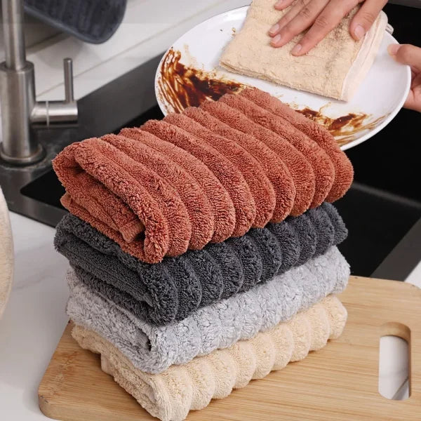 Coral Fleece Hand-Wiping Towel - Thickened Absorbent Kitchen & Dishwashing Towel