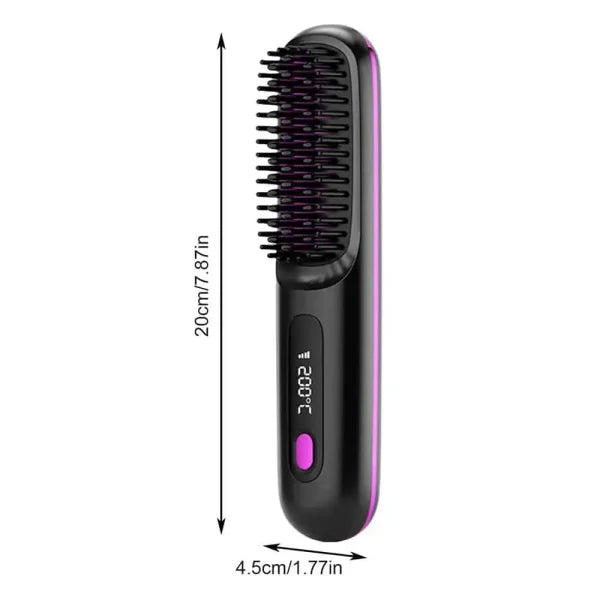 Cordless Electric Hot Comb: Portable USB Rechargeable Hair Styling Tool - black / ITALY
