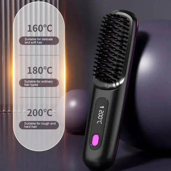 Cordless Electric Hot Comb: Portable USB Rechargeable Hair Styling Tool