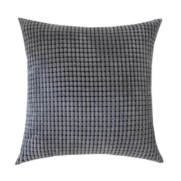 Corduroy Corn Kernel Plush Cushion Cover – Sofa & Bed Decorative Pillow - dark grey / 350mmX350mm