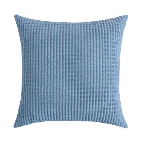 Corduroy Corn Kernel Plush Cushion Cover – Sofa & Bed Decorative Pillow - light blue / 650mmX650mm