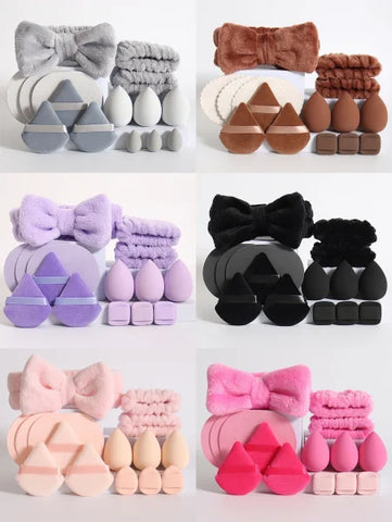 Cosmetic Puff Makeup Sponge Blender – Beauty Egg & Foundation Sponges with Wristband & Headband - Himpall
