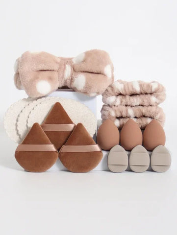 Cosmetic Puff Makeup Sponge Blender – Beauty Egg & Foundation Sponges with Wristband & Headband - Himpall