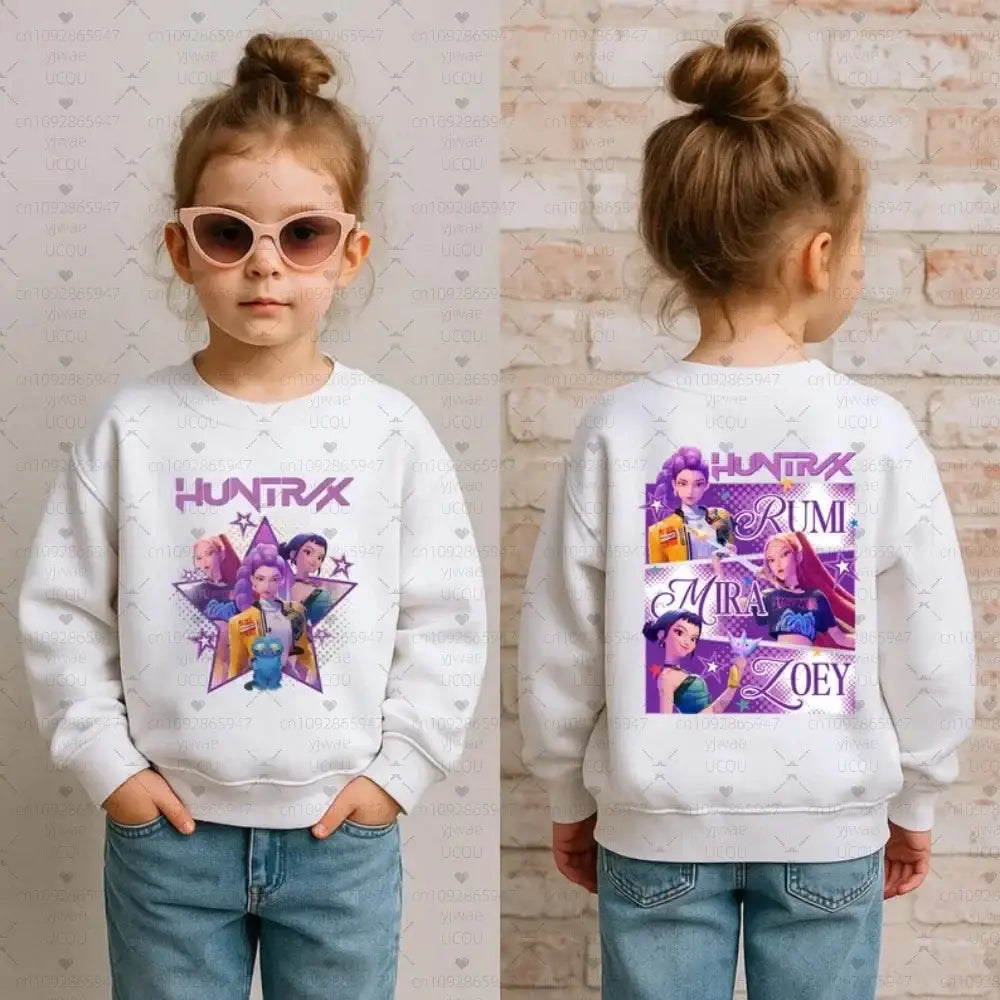 Costume Cosplay Huntrix Kpop Demon Hunters Sweatshirt Rumi Mira Zoey Print Kids Pullover Tops Children Long Sleeve
