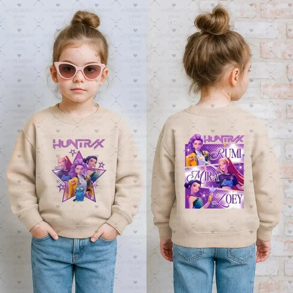 Costume Cosplay Huntrix Kpop Demon Hunters Sweatshirt Rumi Mira Zoey Print Kids Pullover Tops Children Long Sleeve