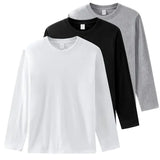 100% Cotton Long Sleeve Men’s T-Shirt – New Solid Color Round Neck Tee