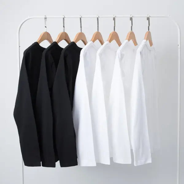 100% Cotton Long Sleeve Men’s T-Shirt – New Solid Color Round Neck Tee