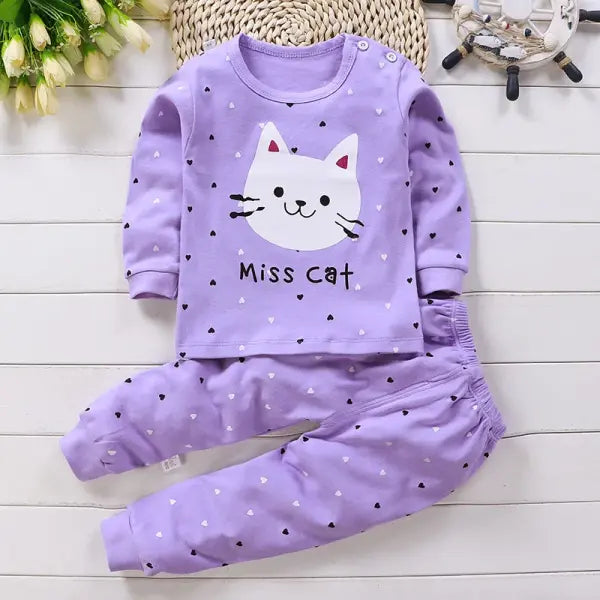 Cotton Baby Girl Clothing Set – Winter & Spring Pajamas for Newborns & Kids 0–5 Years Cartoon Casual - as picture 2