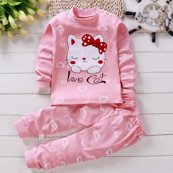 Cotton Baby Girl Clothing Set – Winter & Spring Pajamas for Newborns & Kids 0–5 Years Cartoon Casual - as picture / 100