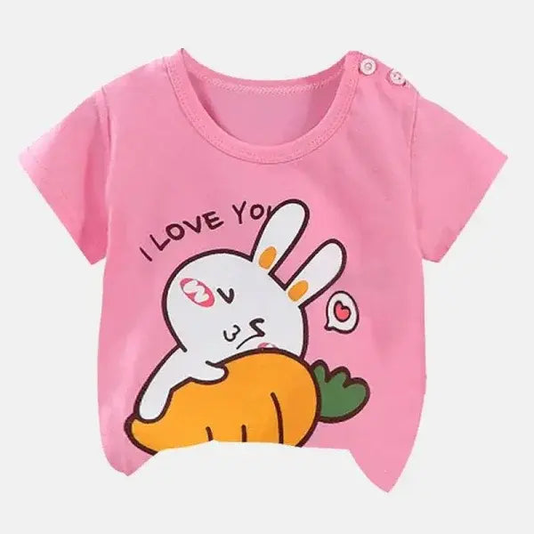 Cotton Cartoon Summer T-Shirts for Kids 4T-5T - Rabbit / 3T