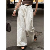 Cotton Linen Wide Leg Suit Pants High Waist Formal Trousers