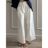 Cotton Linen Wide Leg Suit Pants High Waist Formal Trousers