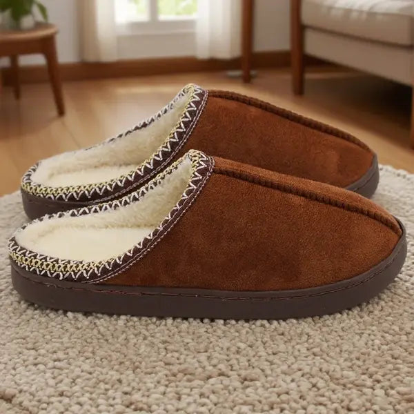 Cotton Slippers for Autumn and Winter Indoor Thick-Soled Non-Slip Couple Warm Fleece-Lined Soft Sole - Brown2 / 38-39