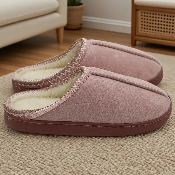 Cotton Slippers for Autumn and Winter Indoor Thick-Soled Non-Slip Couple Warm Fleece-Lined Soft Sole - Pink / 46-47
