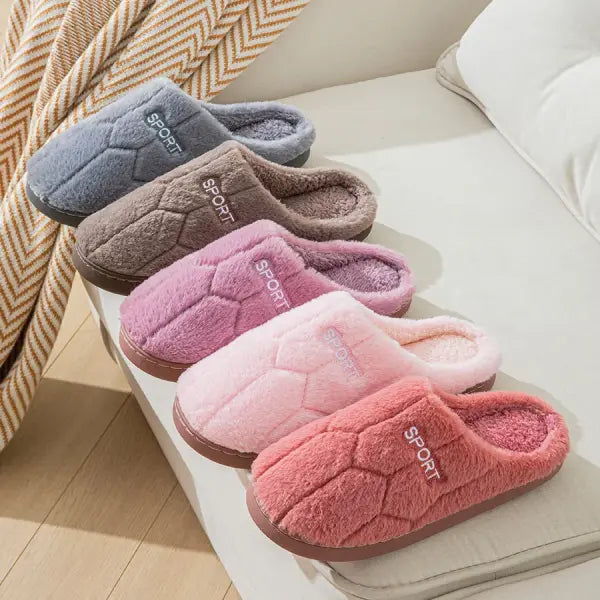 Cotton Slippers for Women in Autumn and Winter Indoor Thick-Soled Warm Non-Slip Home Slippers for Couples Cute Plush