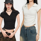 Cotton Summer Slim Fit Crop Top for Women – Short Sleeve Solid Casual T-Shirt