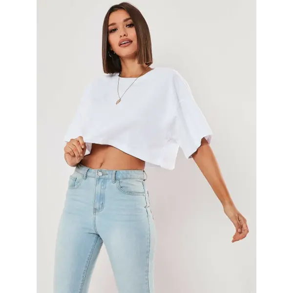 Women’s Cotton Crop Top – Short Sleeve Yoga Dance & Fitness Workout T-Shirt