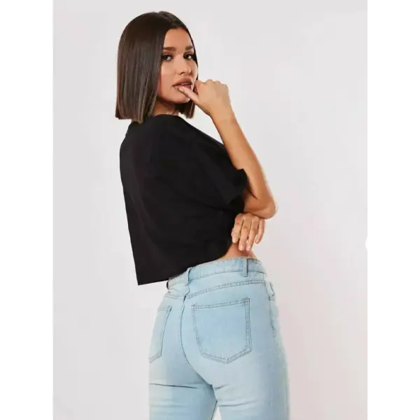 Women’s Cotton Crop Top – Short Sleeve Yoga Dance & Fitness Workout T-Shirt