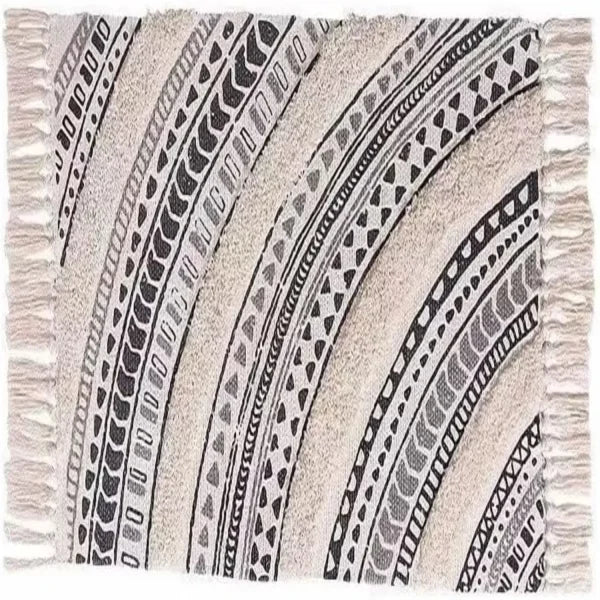 Cotton Woven Dark Black Washable Small Area Rug Rectangular 12x10 inches - Multi Color / israel