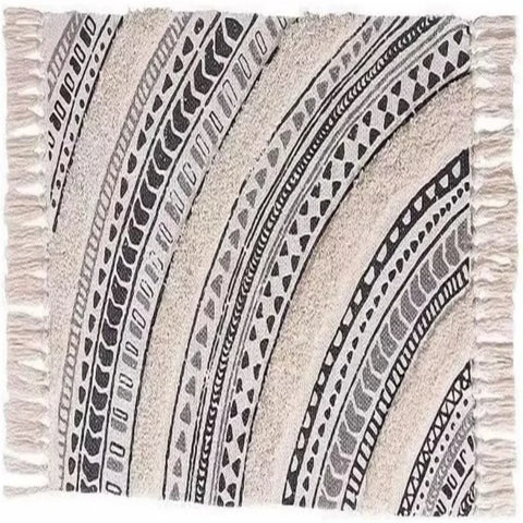 Cotton Woven Dark Black Washable Small Area Rug Rectangular 12x10 inches - Multi Color / israel